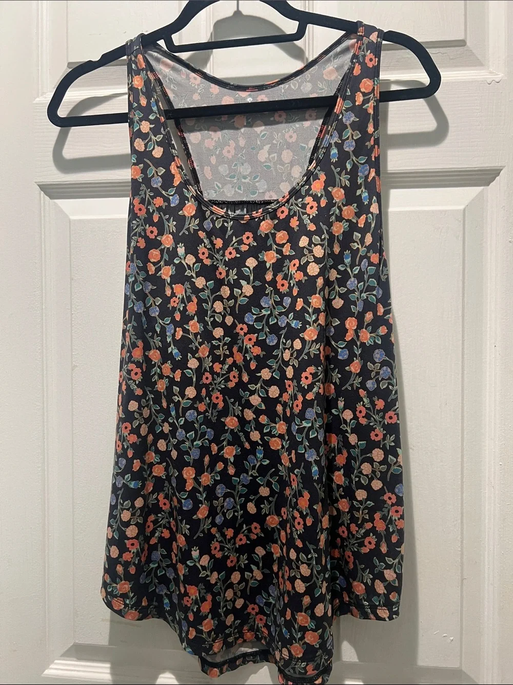 kate spade Black Tank Top with Coral, Blue & Black Floral Print